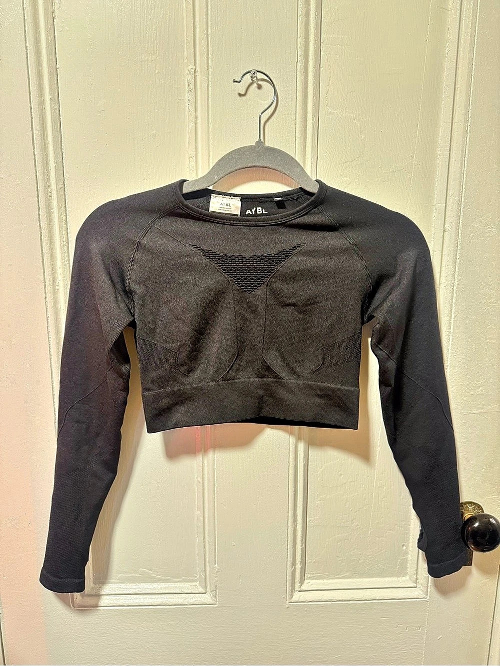 AYBL Power Seamless Long Sleeve Crop Top Black Small